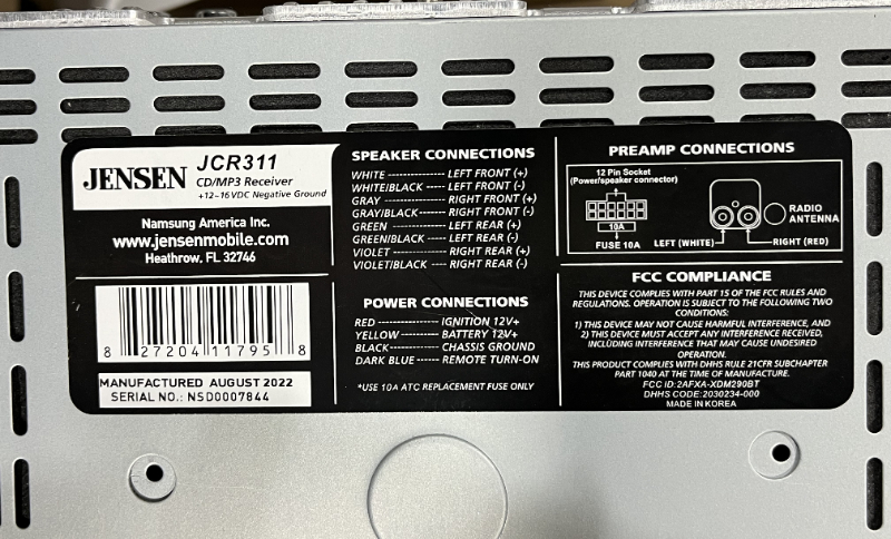 Jensen Radio Jcr 311 photo 2